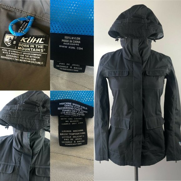Kuhl Saboteura Waterproof Jacket Zip Raincoat Raven Gray Lightweight Size Small - Picture 9 of 12